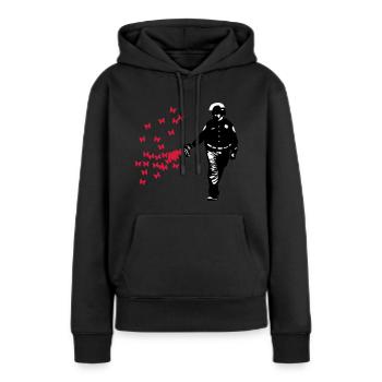 Police - Street Art Pepper Spray Cop papillon - Sweat à capuche Premium bio Femme - noir - Devant - Julia (174cm)