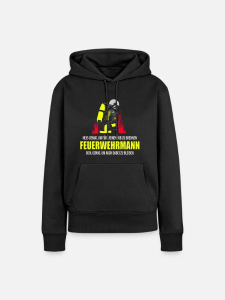FEUERWEHRMANN HEIß & COOL FEUERWEHR GESCHENK - Frauen Premium Bio Hoodie - Schwarz