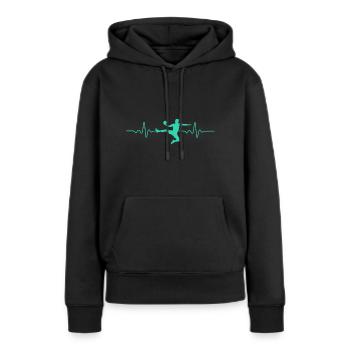 HEARTBEAT HANDBALL FUNNY HANDBALLER EKG CADEAU - Sweat à capuche Premium bio Femme - noir - Devant - Julia (174cm)