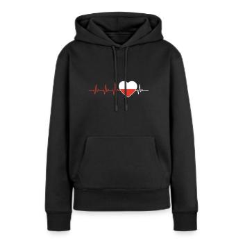 HEARTBEAT POLOGNE POLSKA CADEAU DE DRAPEAU POLONAIS - Sweat à capuche Premium bio Femme - noir - Devant - Julia (174cm)