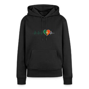 HEARTBEAT PORTUGAL LISBON EKG FLAG CADEAU - Sweat à capuche Premium bio Femme - noir - Devant - Julia (174cm)
