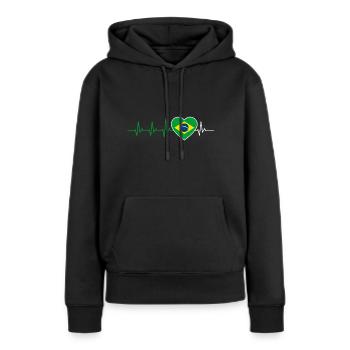 HEARTBEAT BRÉSIL CADEAU DRAPEAU AMÉRIQUE DU SUD - Sweat à capuche Premium bio Femme - noir - Devant - Julia (174cm)