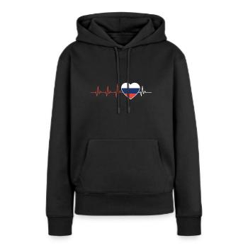HEART COUNTRY RUSSIAN ECG FLAGGE GIFT - Women’s Premium Organic Hoodie - black - Front - Julia (174cm)