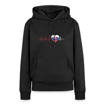 HERZSCHLAG SLOWAKEI SLOWAKISCH EKG FLAGGE GESCHENK - Frauen Premium Bio Hoodie - Schwarz - Vorne - Julia (174cm)