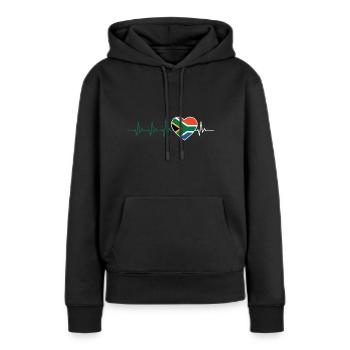 HERZSCHLAG SÜDAFRIKA AFRIKA EKG FLAGGE GESCHENK - Frauen Premium Bio Hoodie - Schwarz - Vorne - Julia (174cm)