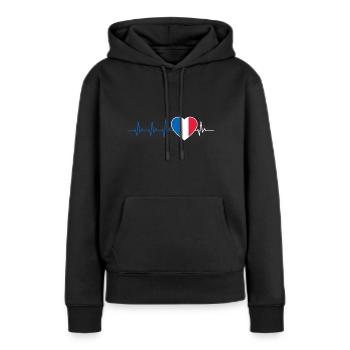 FRANKREICH HERZSCHLAG FRANZÖSISCHE FLAGGE GESCHENK - Frauen Premium Bio Hoodie - Schwarz - Vorne - Julia (174cm)