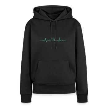 COEUR CHAT CHATS ECG VISAGE DE CHAT CADEAU - Sweat à capuche Premium bio Femme - noir - Devant - Julia (174cm)