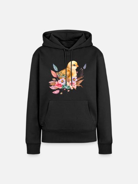 Cute chick nest flowers - Women’s Premium Organic Hoodie - black
