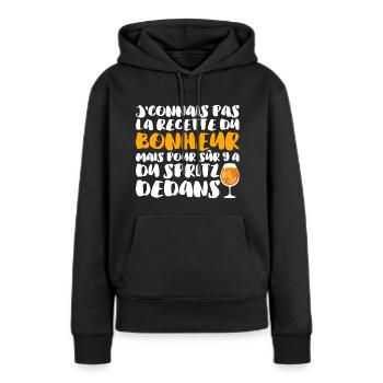 Recette Du Bonheur Spritz - Sweat à capuche Premium bio Femme - noir - Devant - Julia (174cm)