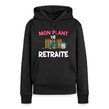 Retraite Potager jardin Humour Plantes - Sweat à capuche Premium bio Femme - noir - Devant - Julia (174cm)