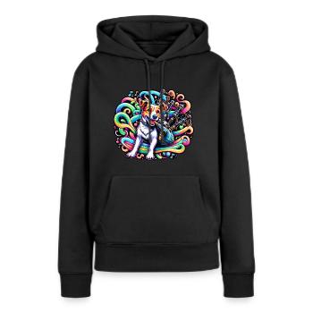 Klangwellen-Treue: Dudelsack-Melodie - Frauen Premium Bio Hoodie - Schwarz - Vorne - Julia (174cm)