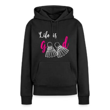 Badminton Te Fait Du Bien Cadeau Humour Sport - Sweat à capuche Premium bio Femme - noir - Devant - Julia (174cm)