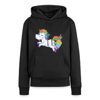 Einhorn Pups Furz Regenbogen Unicorn Rainbow Wolke - Frauen Premium Bio Hoodie - Schwarz - Vorne - Julia (174cm)