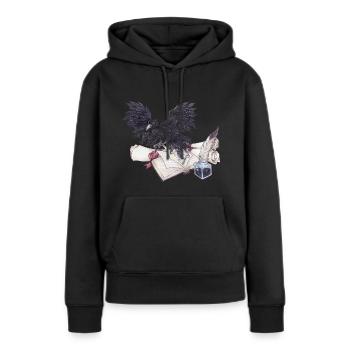 Rabe Krähe Vogel nach Poe aus Buch Nevermore - Frauen Premium Bio Hoodie - Schwarz - Vorne - Julia (174cm)