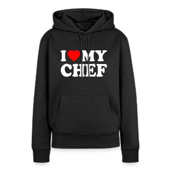 I love my chef - Frauen Premium Bio Hoodie - Schwarz - Vorne - Julia (174cm)