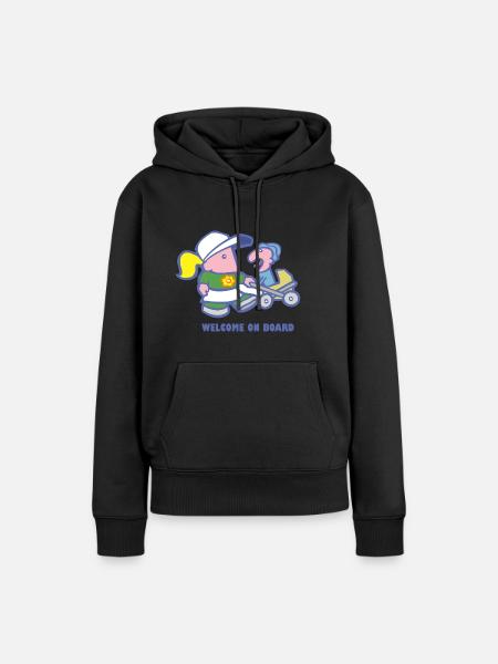 Willkommen an Bord - Frauen Premium Bio Hoodie - Schwarz