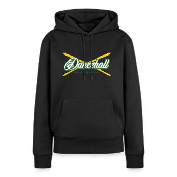 Dancehall - mots puissance et son - Sweat à capuche Premium bio Femme - noir - Devant - Julia (174cm)