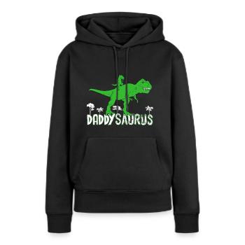 Mon Papa Dinosaure C'est le Plus Fort - Sweat à capuche Premium bio Femme - noir - Devant - Julia (174cm)