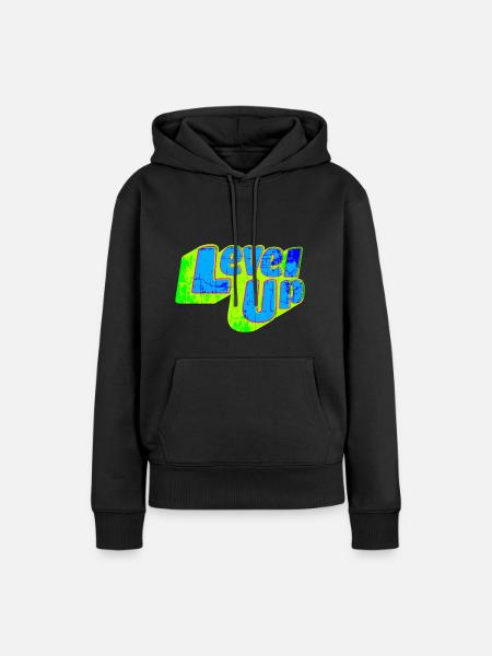 Level Up - Frauen Premium Bio Hoodie - Schwarz