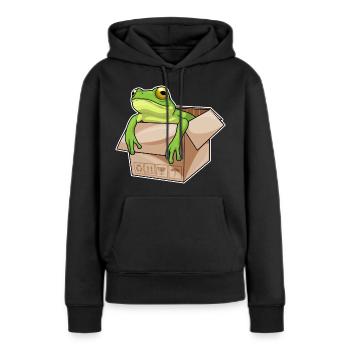 Frosch Karton - Frauen Premium Bio Hoodie - Schwarz - Vorne - Julia (174cm)