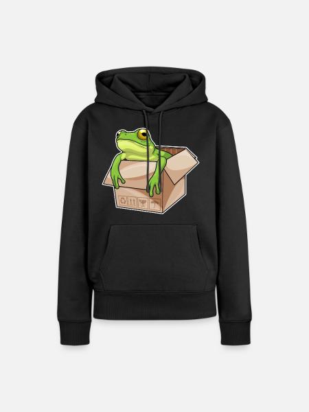 Frosch Karton - Frauen Premium Bio Hoodie - Schwarz