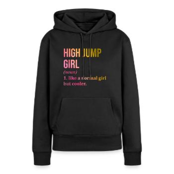 Saut en hauteur Saut en hauteur Saut en hauteur - Sweat à capuche Premium bio Femme - noir - Devant - Julia (174cm)