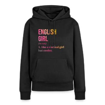 Angleterre Angleterre Angleterre - Sweat à capuche Premium bio Femme - noir - Devant - Julia (174cm)