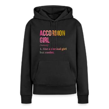 Accordéon Accordéon Accordéon - Sweat à capuche Premium bio Femme - noir - Devant - Julia (174cm)