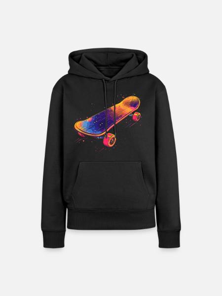 Skateboard Illustration - Frauen Premium Bio Hoodie - Schwarz