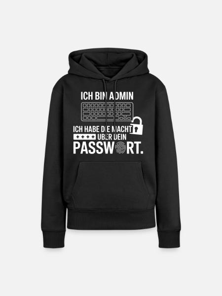 Admin mit Passwortsicherung Motiv - Frauen Premium Bio Hoodie - Schwarz