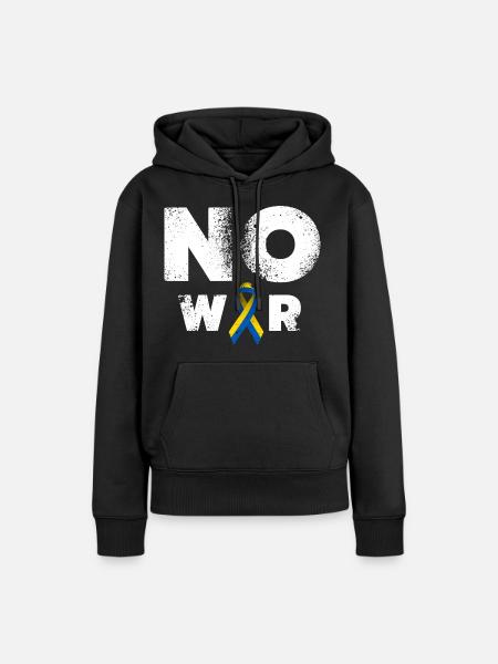 No War Ukraine Friedenszeichen - Frauen Premium Bio Hoodie - Schwarz