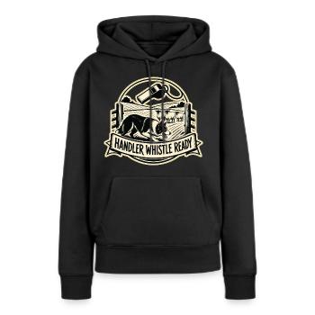 HANDLER WHISTLE READY Hund - Frauen Premium Bio Hoodie - Schwarz - Vorne - Julia (174cm)