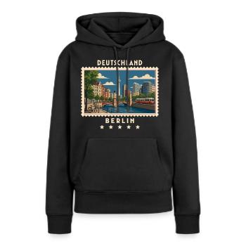 Deutschland Berlin Vintage Reisemarke - Frauen Premium Bio Hoodie - Schwarz - Vorne - Julia (174cm)