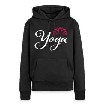 Fille de YOGA - Sweat à capuche Premium bio Femme - noir - Devant - Julia (174cm)
