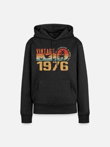 Vintage 1976 Verjaardagscadeau - Vintage 1976 - Vrouwen Premium Bio hoodie - zwart