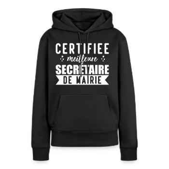 Secrétaire de mairie cadeau pour secrétaire - Sweat à capuche Premium bio Femme - noir - Devant - Julia (174cm)