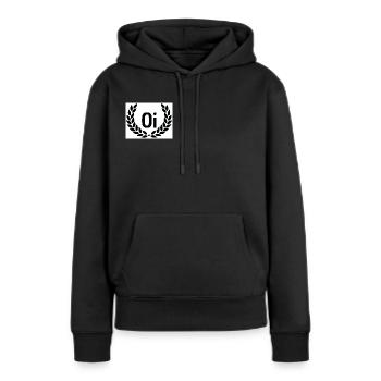 Oi Emblem mit Lorbeerkranz - Frauen Premium Bio Hoodie - Schwarz - Vorne - Julia (174cm)