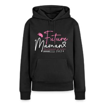 future maman 2024 chargement en cours,cadeaux Mère - Sweat à capuche Premium bio Femme - noir - Devant - Julia (174cm)