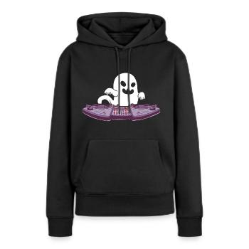 DJ « ghost-music » basse son disco beat boombox - Sweat à capuche Premium bio Femme - noir - Devant - Julia (174cm)