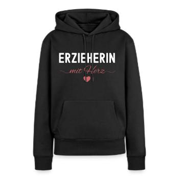 Beste Erzieherin Mit Herz Kita Geschenk Danke - Frauen Premium Bio Hoodie - Schwarz - Vorne - Julia (174cm)