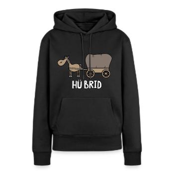 Hü Brid - Frauen Premium Bio Hoodie - Schwarz - Vorne - Julia (174cm)