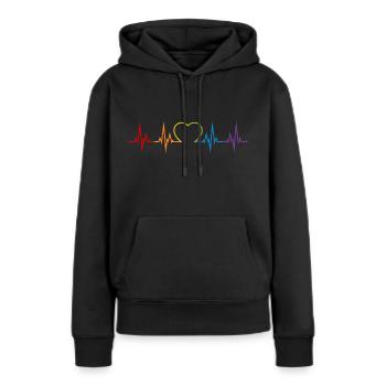 Herzschlag Regenbogen Herz LGBT Liebe bunt CSD - Frauen Premium Bio Hoodie - Schwarz - Vorne - Julia (174cm)