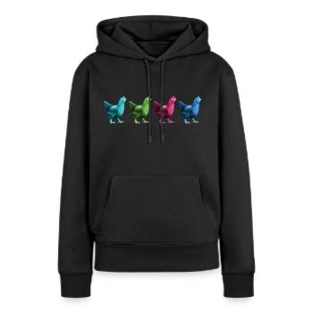 hühner hühnerleben auf dem dorf retrohuhn - Frauen Premium Bio Hoodie - Schwarz - Vorne - Julia (174cm)