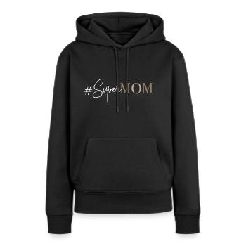 #SuperMOM - Frauen Premium Bio Hoodie - Schwarz - Vorne - Julia (174cm)