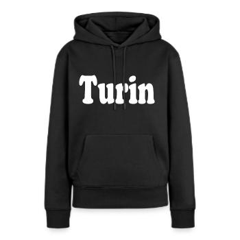 Turin - Sweat à capuche Premium bio Femme - noir - Devant - Julia (174cm)