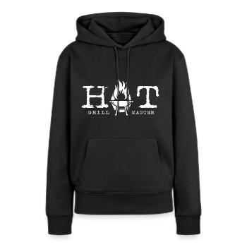 "Hot Grillmaster" BBQ Steak Holzkohle-Grill - Frauen Premium Bio Hoodie - Schwarz - Vorne - Julia (174cm)