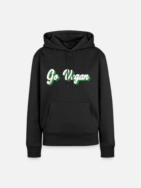 Go Vegan - Frauen Premium Bio Hoodie - Schwarz