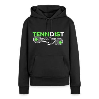 Tennis Matchball Tennisschläger "dr.tennis match" - Frauen Premium Bio Hoodie - Schwarz - Vorne - Julia (174cm)