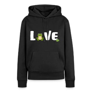 Frösche "frog love" Froschprinz - Frauen Premium Bio Hoodie - Schwarz - Vorne - Julia (174cm)