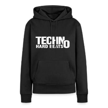 techno hard beats ravenation partypeople abfeiern - Frauen Premium Bio Hoodie - Schwarz - Vorne - Julia (174cm)